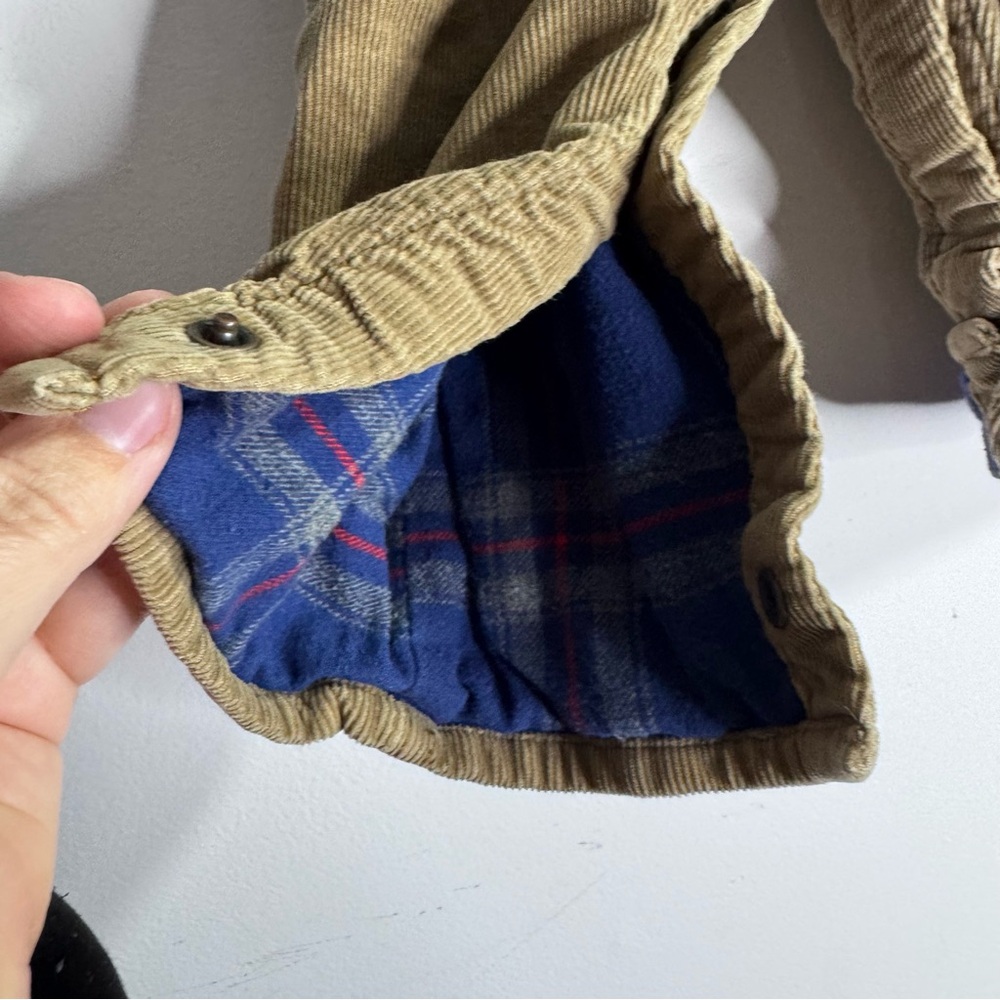 OshKosh B’gosh Corduroy Overalls 9M Brown Plaid Flannel Lined Baby Fall - Picture 3 of 5